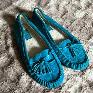 Coach Anita Loafers Moccasins Embossed Teal sz 10 B